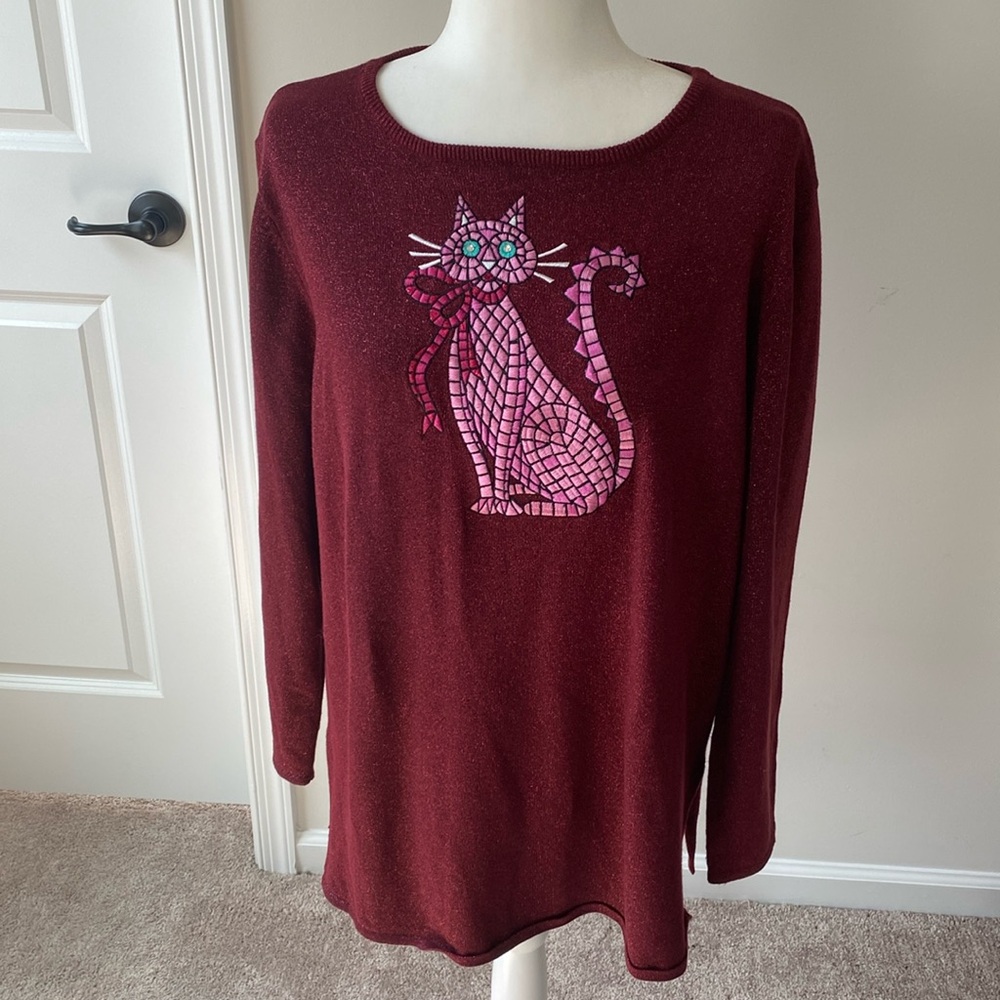 VTG Bob Mackie Women’s Large Cat Sweater